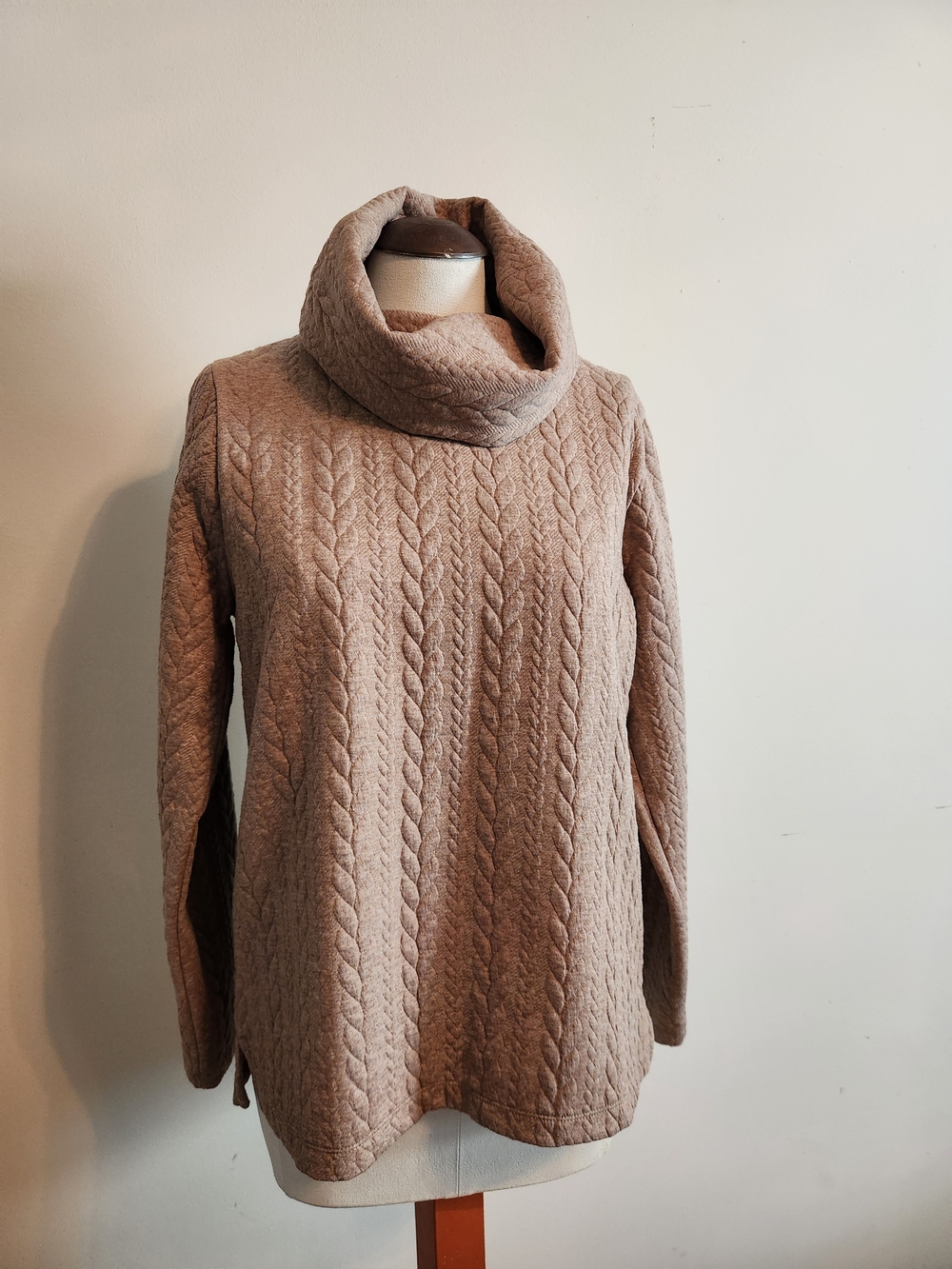J. Crew Cable Knit Cowl Neck Sweater - Taupe